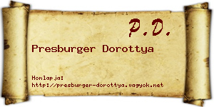 Presburger Dorottya névjegykártya